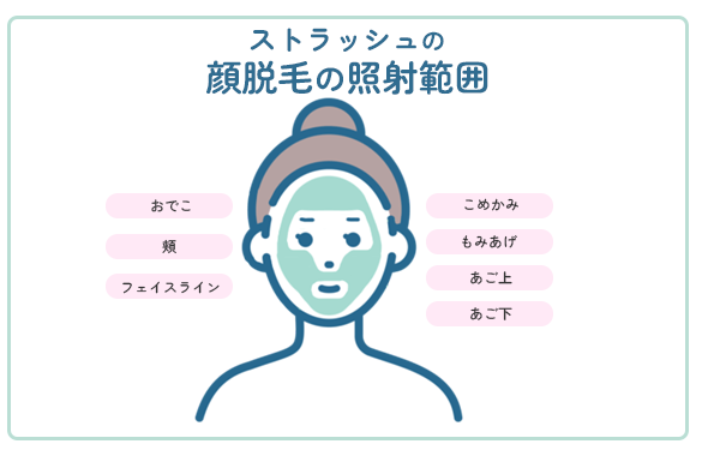 ストラッシュの顔脱毛の照射範囲